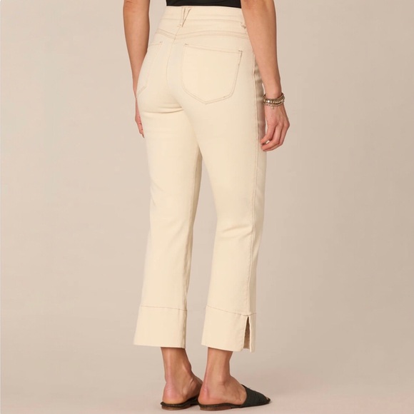 Democracy 2 AbSolution High Rise Center Seam Kick Flare Pants Side Slit Cream - Picture 2 of 11